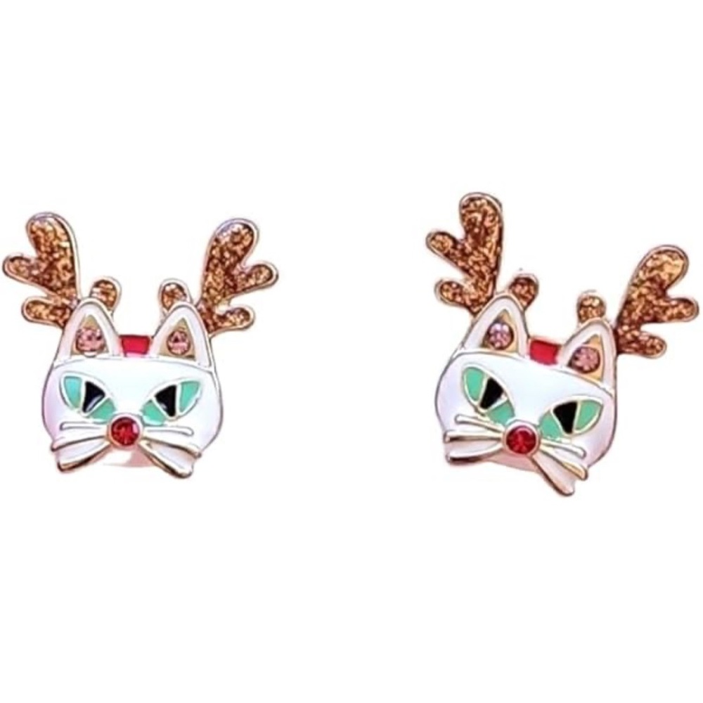 Betsey Johnson Reindeer Cat Earrings